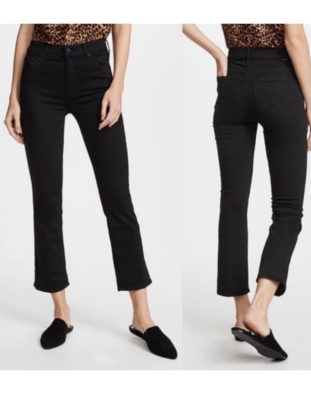MOTHER Black The Insider Crop High Rise Cropped Straight Jeans (Size 25)